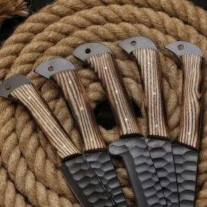 Premium Chrome Steel Knife Set with Ash Wood Handles