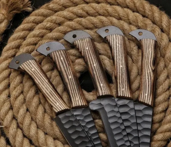 Premium Chrome Steel Knife Set with Ash Wood Handles