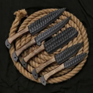 Premium Chrome Steel Knife Set with Ash Wood Handles