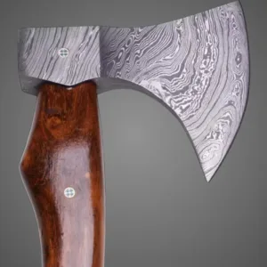 Hand-Forged Axe Damascus Steel Natural Wood Handle