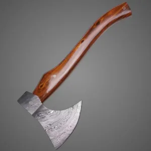 Hand-Forged Axe Damascus Steel Natural Wood Handle