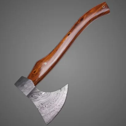 Hand-Forged Axe Damascus Steel Natural Wood Handle