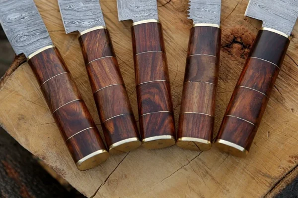 Handmade Damascus Steel Knife Set – 5-Piece Collection