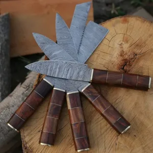 Handmade Damascus Steel Knife Set – 5-Piece Collection