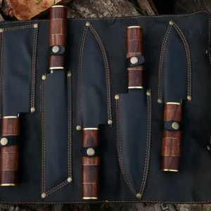 Handmade Damascus Steel Knife Set – 5-Piece Collection