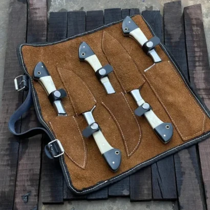 Custom Chef Knives – 5-Piece Damascus Steel Kitchen Set