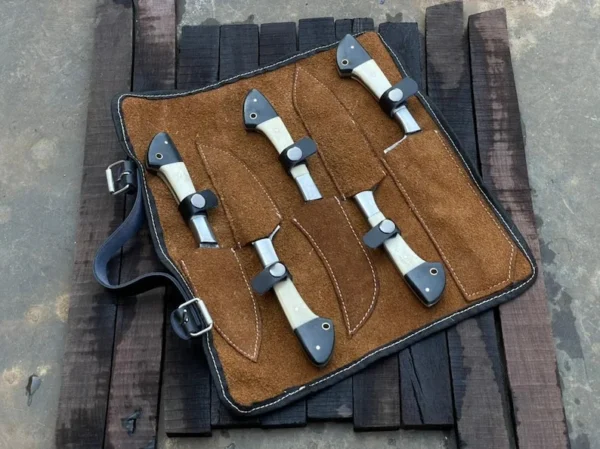 Custom Chef Knives – 5-Piece Damascus Steel Kitchen Set