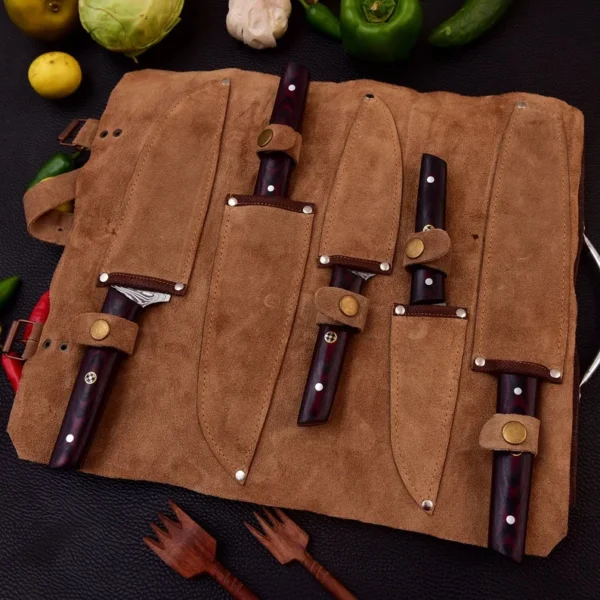 Custom Damascus Knife Set 5-Piece Chef Knife Set