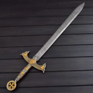 Custom Knights Templar Sword – Damascus Steel Crusader Blade