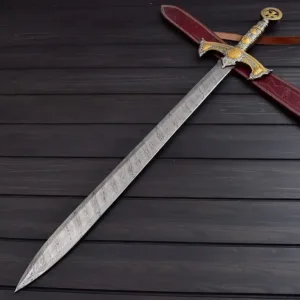 Custom Knights Templar Sword – Damascus Steel Crusader Blade