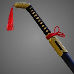 A detailed replica of Kisuke Urahara’s Zanpakuto, Benihime, from Bleach. Available in Display and Battle Ready versions, featuring a full-tang blade for authenticity. Perfect for collectors, cosplayers, and fans of the anime.