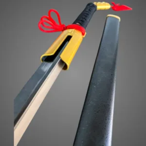 A detailed replica of Kisuke Urahara’s Zanpakuto, Benihime, from Bleach. Available in Display and Battle Ready versions, featuring a full-tang blade for authenticity. Perfect for collectors, cosplayers, and fans of the anime.