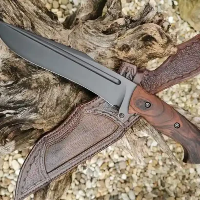 D2 Bowie Knife – Handmade Steel Blade with Rosewood Handle