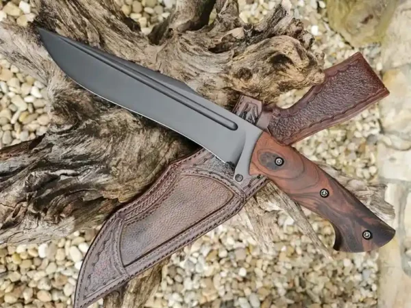 D2 Bowie Knife – Handmade Steel Blade with Rosewood Handle