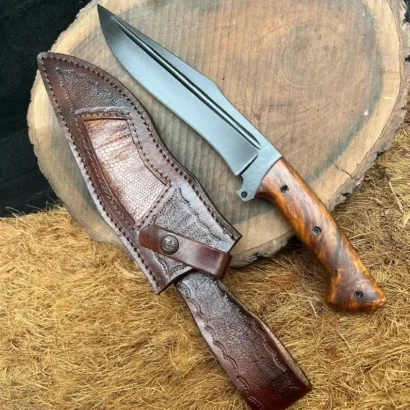 D2 Bowie Knife – Handmade Steel Blade with Rosewood Handle