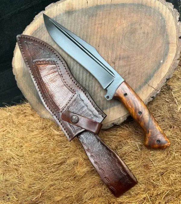 D2 Bowie Knife – Handmade Steel Blade with Rosewood Handle