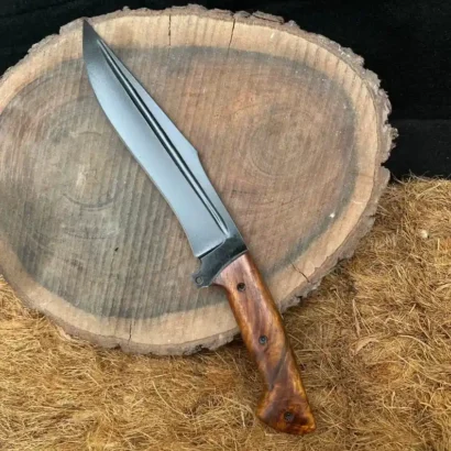 D2 Bowie Knife – Handmade Steel Blade with Rosewood Handle