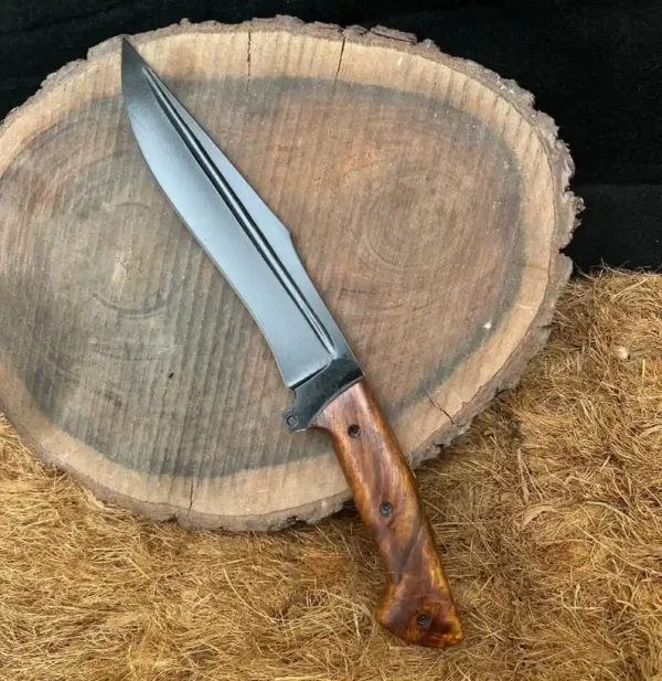 D2 Bowie Knife – Handmade Steel Blade with Rosewood Handle
