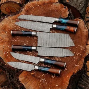 Handmade Damascus Steel Kitchen Chef Knives Set