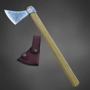 Steel Axe with Ash Wood Handle & Leather Scabbard