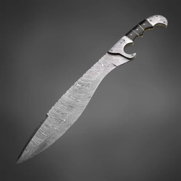 Custom Damascus Machete – Handcrafted Survival Blade