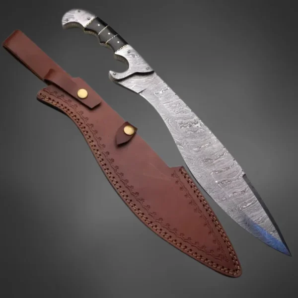 Custom Damascus Machete – Handcrafted Survival Blade