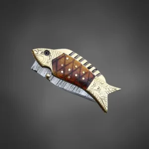 Custom Premium Folding Knife – Damascus Steel, Brass Handle
