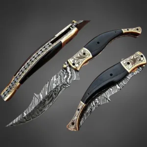 Handmade Folding Pocket Knife – Ram Horn Handle, EDC Tool