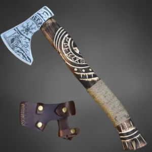 Viking Axe – Handmade Norse Battle Axe with Engraved Handle