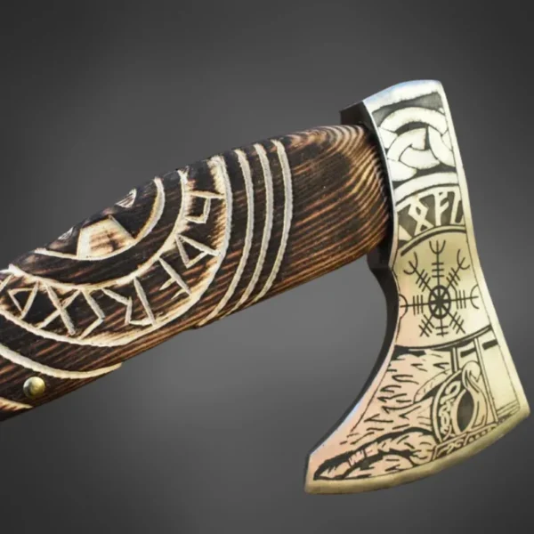 Viking Axe – Handmade Norse Battle Axe with Engraved Handle