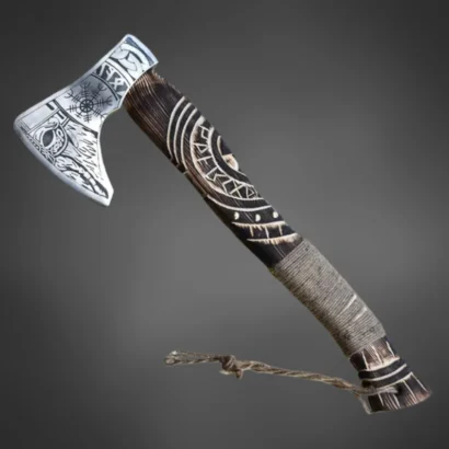 Viking Axe – Handmade Norse Battle Axe with Engraved Handle