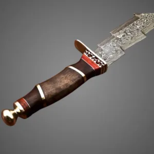 Custom Dagger with Walnut Handle Damascus Fighter Knife
